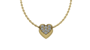 Geelgouden collier met hanger hart met pavé diamant 0.08crt