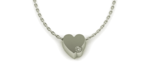 Witgouden collier hart met diamant 0.01crt