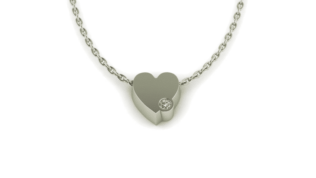 Witgouden collier hart met diamant 0.01crt