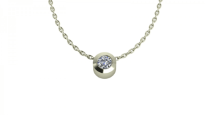 Witgouden collier met diamant 0.05crt