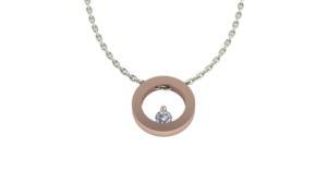 Witgouden collier met hanger Circle met diamant 0.04crt