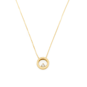 Witgouden collier met hanger Circle met diamant 0.04crt
