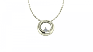 Witgouden collier met hanger Circleclass met diamant 0.05crt