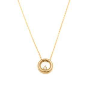 Witgouden collier met hanger Circleclass met diamant 0.05crt