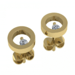 Geelgouden oorstekers Circle met diamant