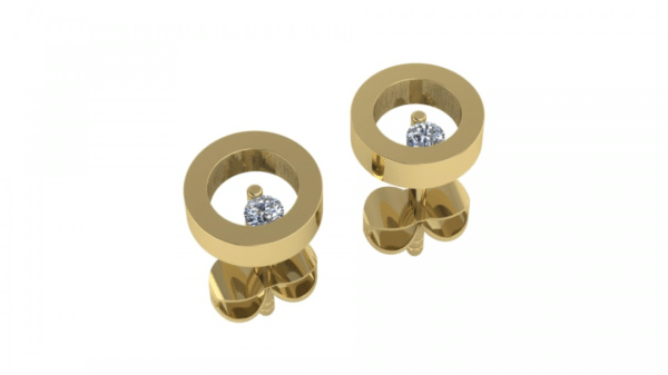 Geelgouden oorstekers Circle met diamant
