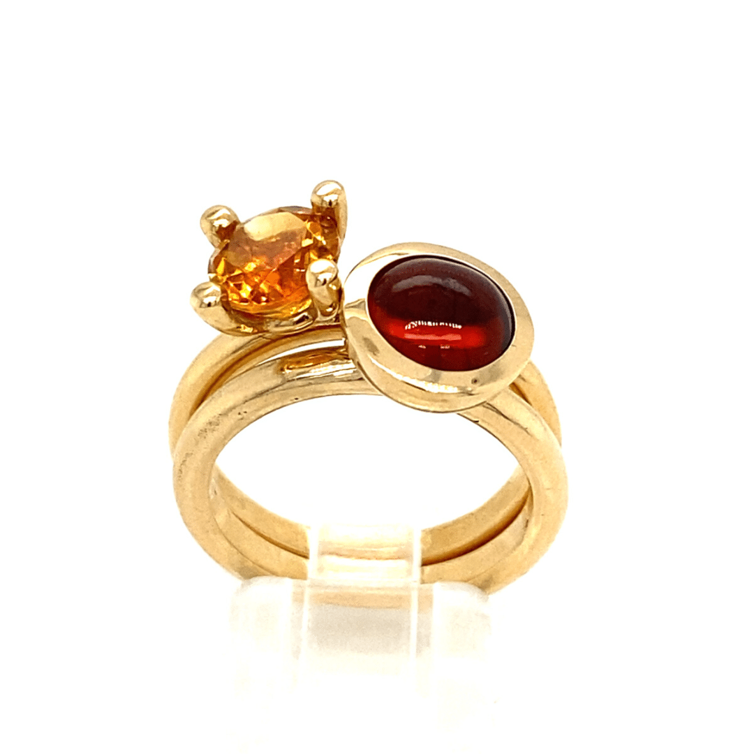 Geelgouden ring met Cabochon geslepen Madeira Citrien