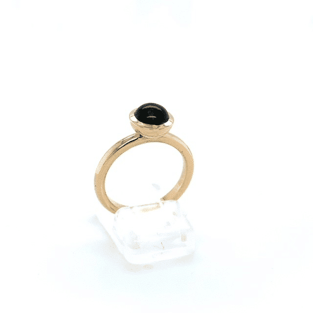 Geelgouden ring met cabochon geslepen Toermalijn