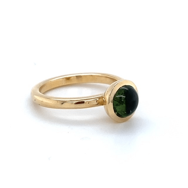 Geelgouden ring met cabochon geslepen Toermalijn