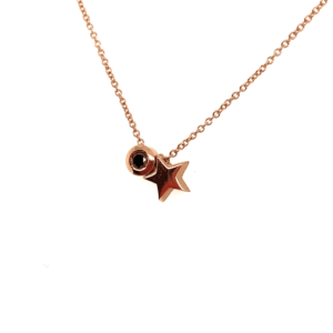 Roodgouden collier met ster en zwarte diamant