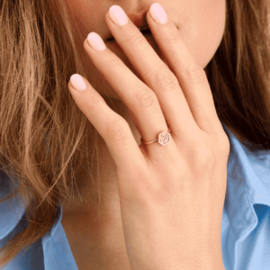 Roodgouden ring Exagoni