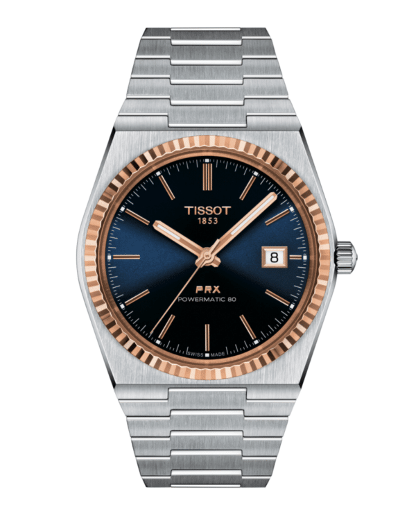 TISSOT PRX POWERMATIC 80 STEEL ; 18K GOLD BEZEL - T9314074104100