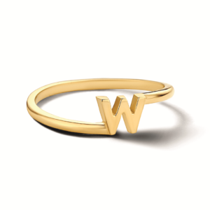 Witgouden ring letter N entangle