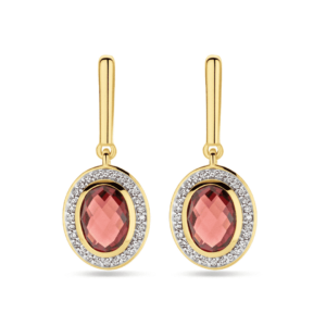 oorhangers granaat en diamant - 4031446