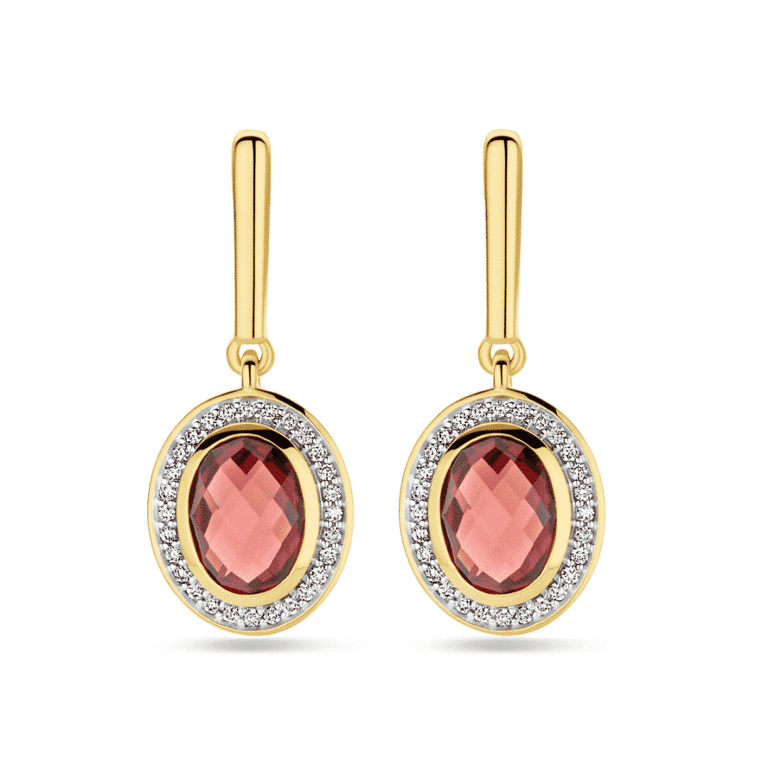 oorhangers granaat en diamant - 4031446
