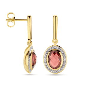 oorhangers granaat en diamant - 4031446