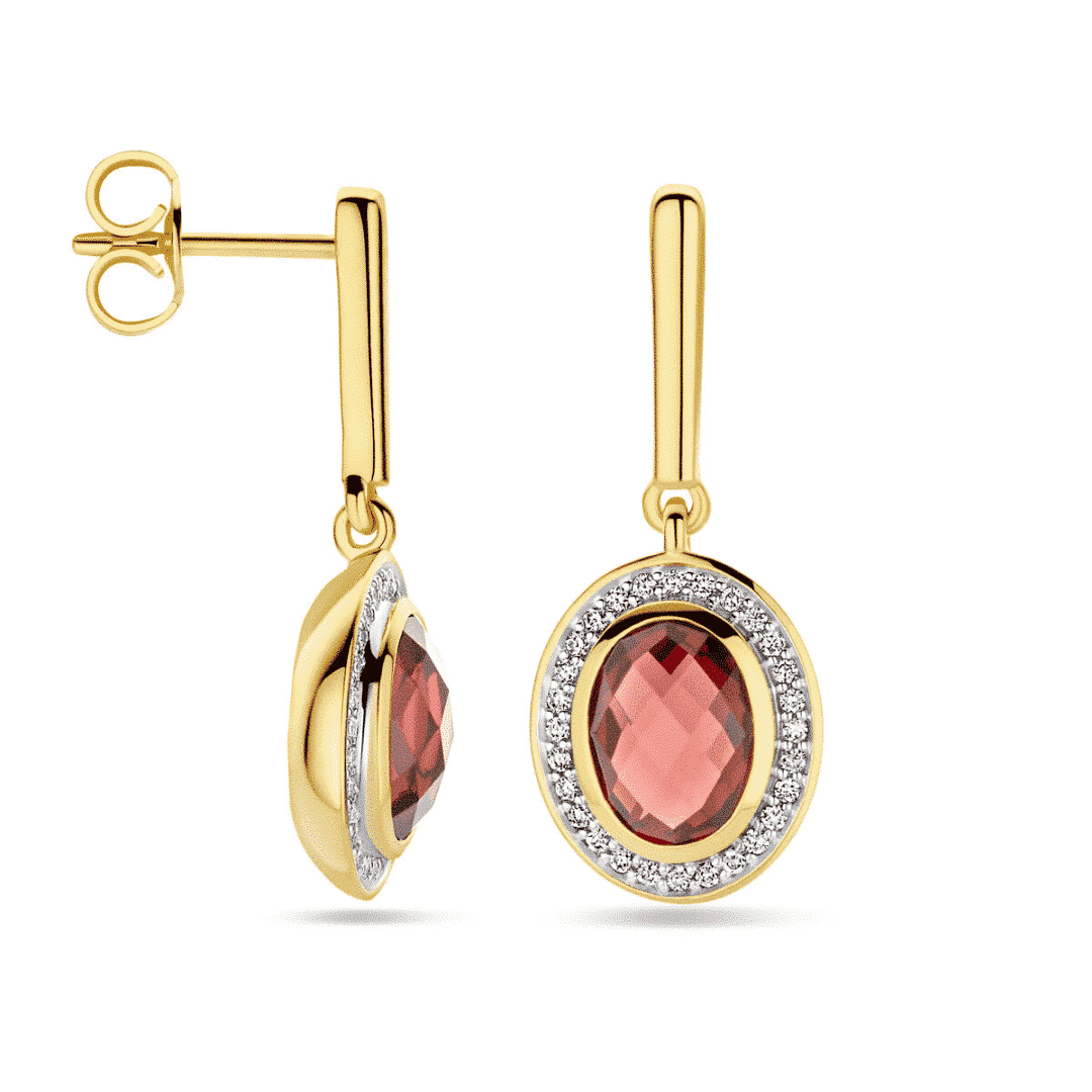 oorhangers granaat en diamant - 4031446