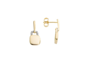 Geelgouden fantasie oorknoppen met diamant - 234455