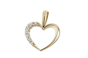 Geelgouden hanger hart met diamant - 3-09571-51-0089