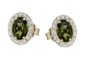 Geelgouden oorknoppen met toermalijn en diamant - 8-10399-51-1151